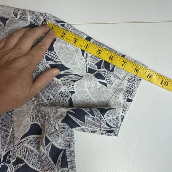 Connecticut Originals Mens Shirt SS 100% Linen Button Down Grey Hawaiian Sz S - Picture 5 of 6